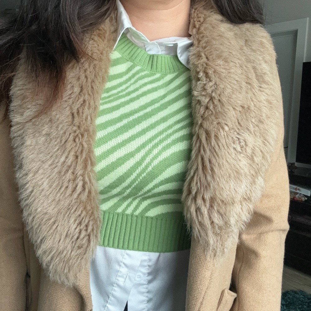 Diaz fur long tan coat